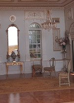 This magnificent Gustavian room made by Paloma Mohino Manrique uses many of my panels and ceiling parts picked out in gold. The PF15 is painted a pale blue marble